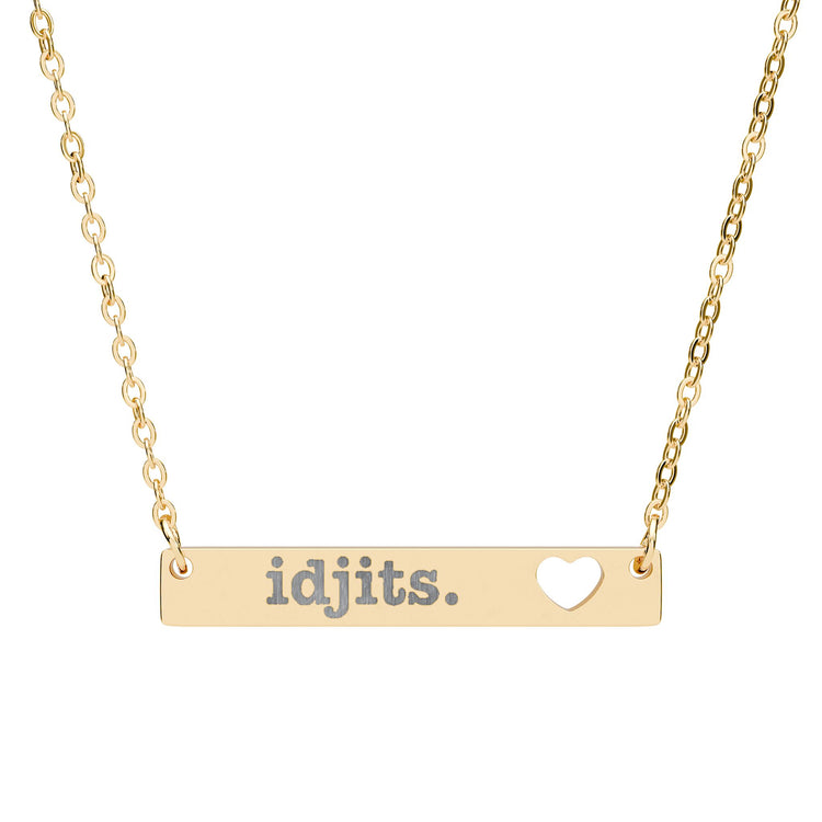 Idjits Cutout Heart Bar Necklace