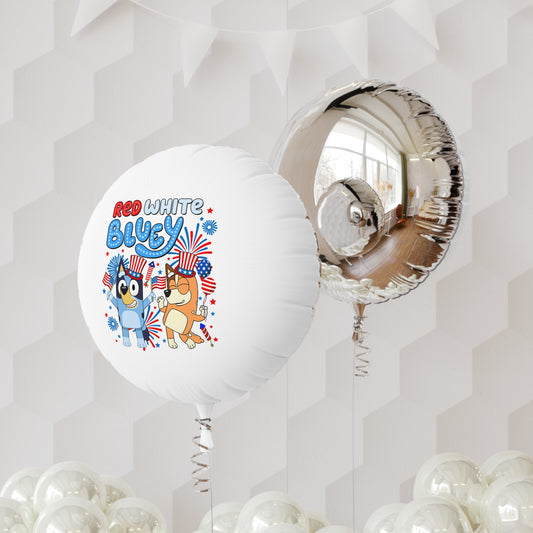 Red White Bluey Mylar Balloon