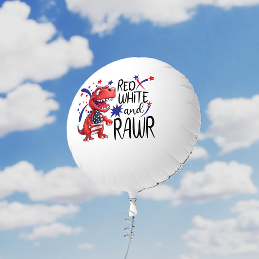 Red White and Rawr Mylar Balloon