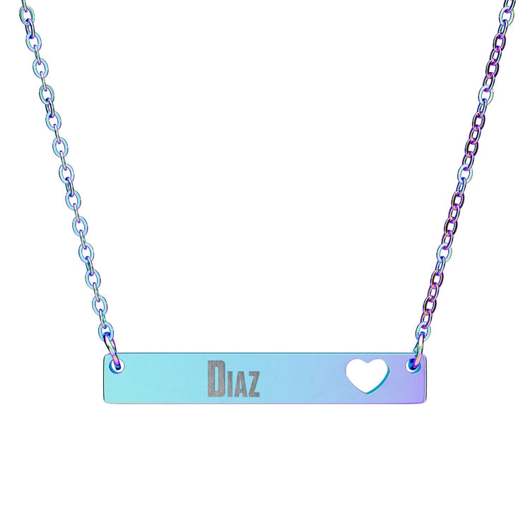Diaz Cutout Heart Bar Necklace - Fandom-Made