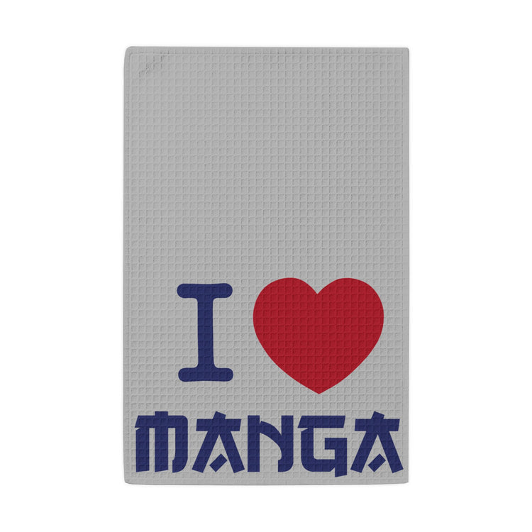I Love Manga Waffle Weave Kitchen Towel