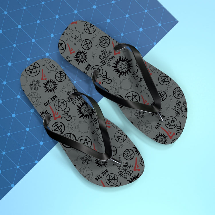 Supernatural Symbols All-Over Print Flip Flops - Fandom-Made