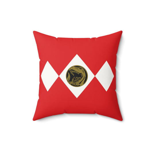 Red Ranger Faux Suede Square Pillow