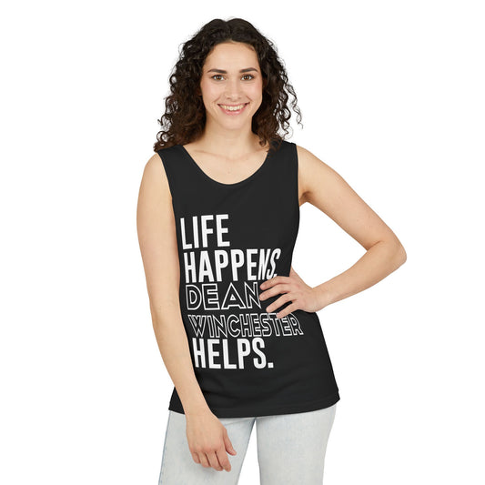 Life Happens Dean Winchester Helps Unisex Tank Top - Fandom-Made