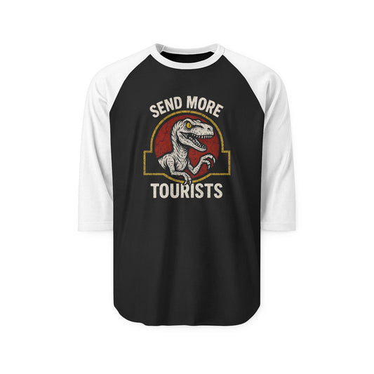 Send More Tourists 3/4 Raglan Shirt - Fandom-Made