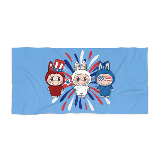 Red White Labubu Beach Towel - Fandom-Made
