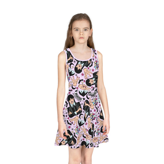 Wednesday Addams Girls' Sleeveless Sundress - Fandom-Made