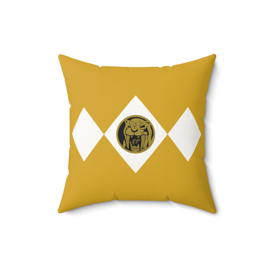 Yellow Ranger Faux Suede Square Pillow