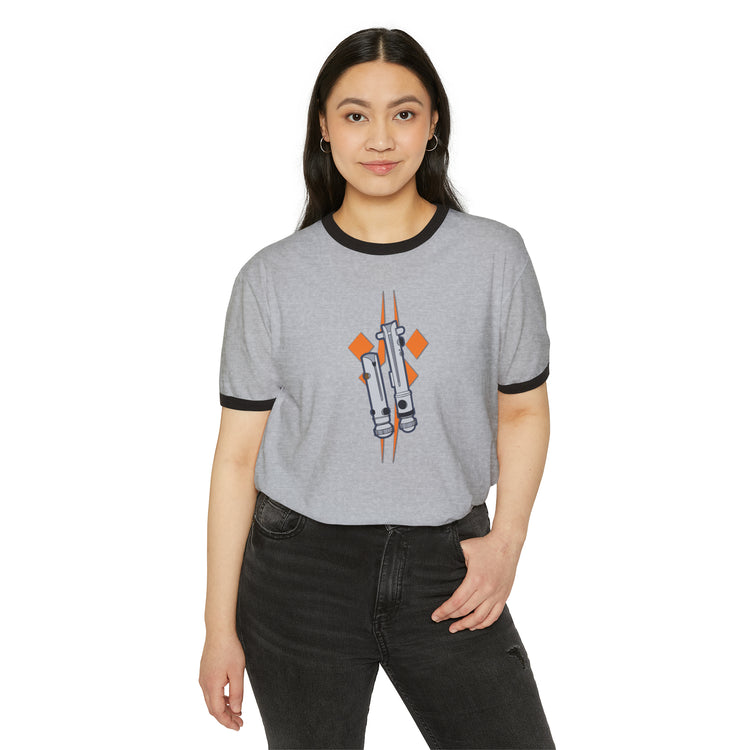 Ahsoka Tano Lightsaber Unisex Cotton Ringer T-Shirt - Fandom-Made