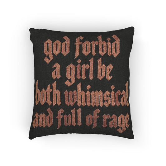 Whimsical Rage Woven Pillow - Fandom-Made