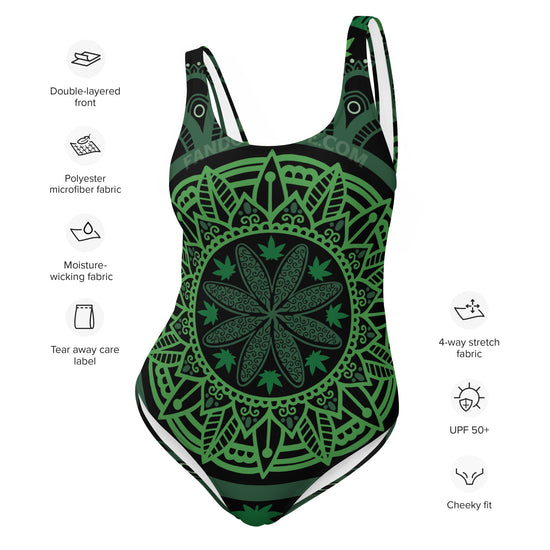 Weed Mandala One-Piece Swimsuit - Fandom-Made