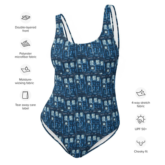 Tardis All-Over Print One-Piece Swimsuit - Fandom-Made