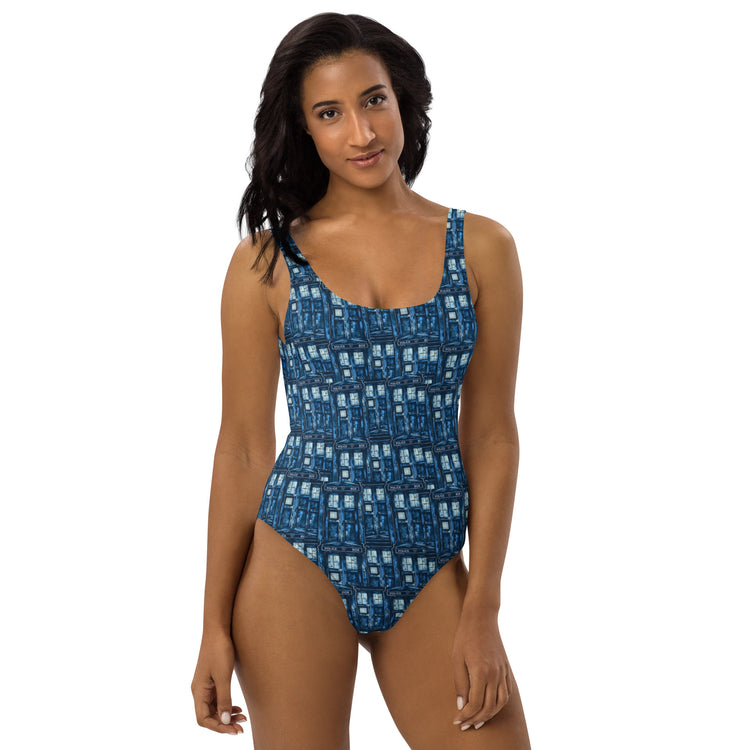 Tardis All-Over Print One-Piece Swimsuit - Fandom-Made