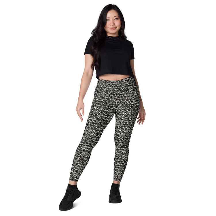 Chainmail All-Over Print Recycled Leggings with Pockets - Fandom-Made