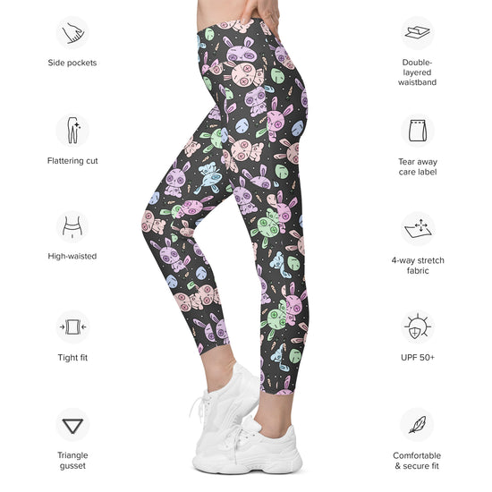 Zombie Bunnies All-Over Print Leggings with Pockets - Fandom-Made