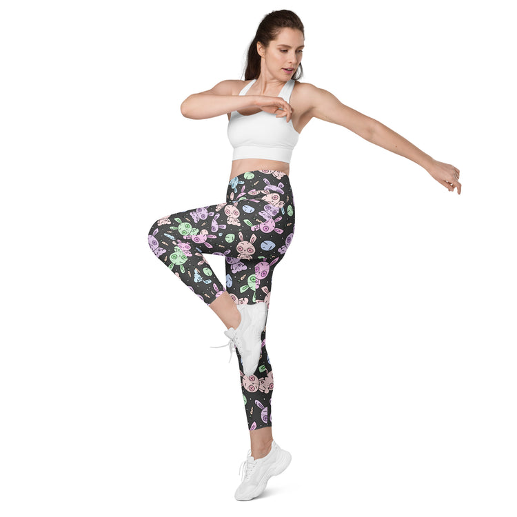 Zombie Bunnies All-Over Print Leggings with Pockets - Fandom-Made