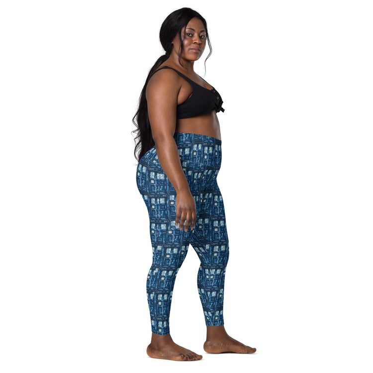 Tardis All-Over Print Leggings with Pockets - Fandom-Made