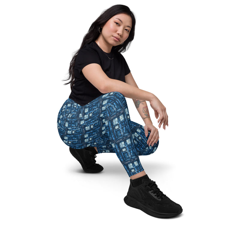 Tardis All-Over Print Leggings with Pockets - Fandom-Made