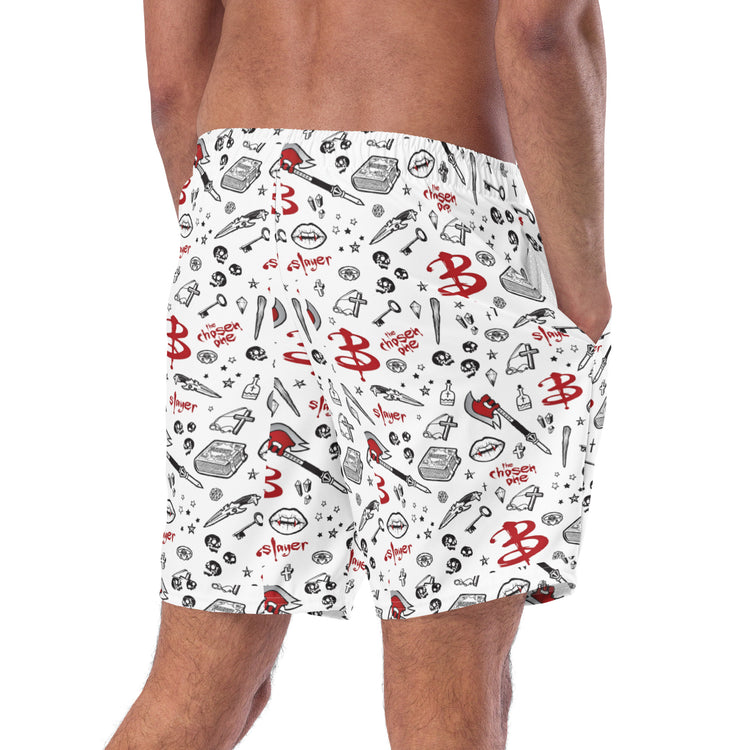 Buffy All-Over Print Recycled Swim Trunks - Fandom-Made