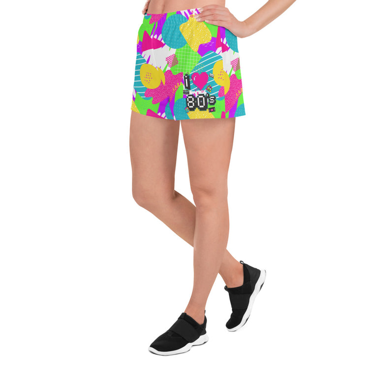 I Love The 80s All-Over Print Women’s Athletic Shorts - Fandom-Made