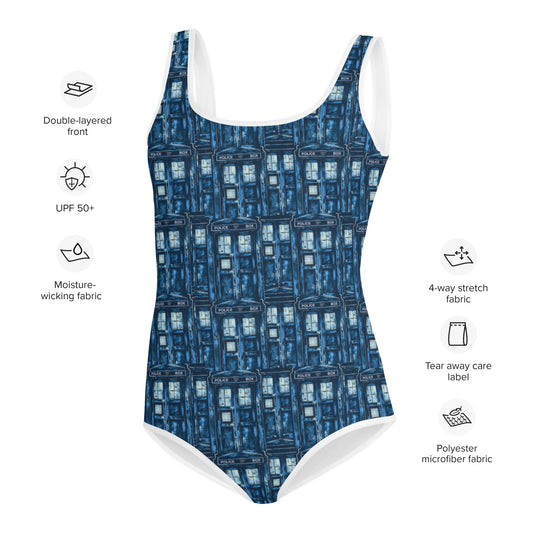 Tardis All-Over Print Youth Swimsuit - Fandom-Made