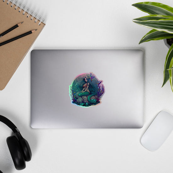 Mermaid Sitting Holographic Stickers - Fandom-Made