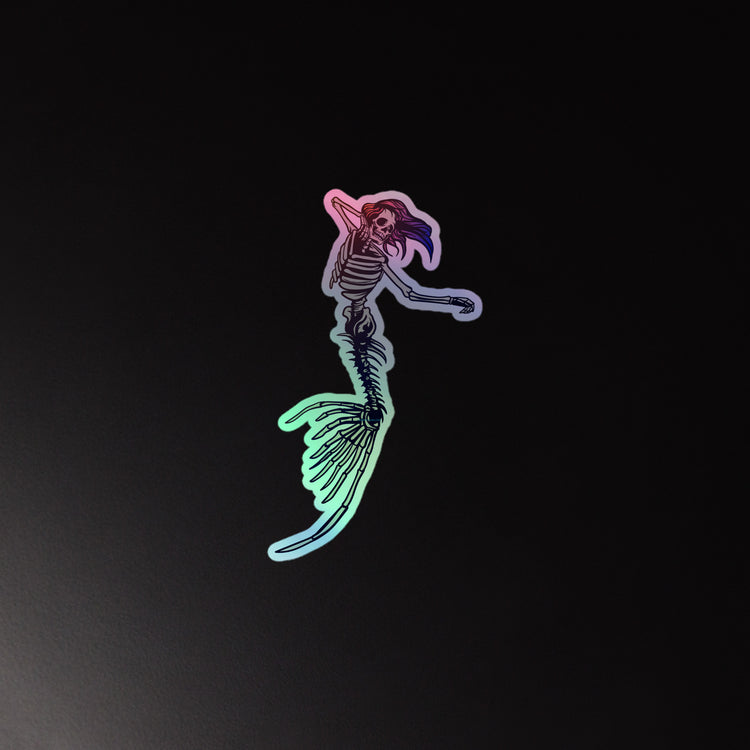 Mermaid Skeleton Holographic Stickers