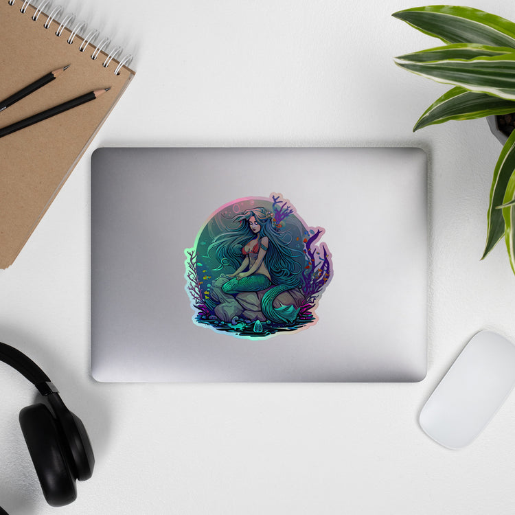 Mermaid Sitting Holographic Stickers - Fandom-Made