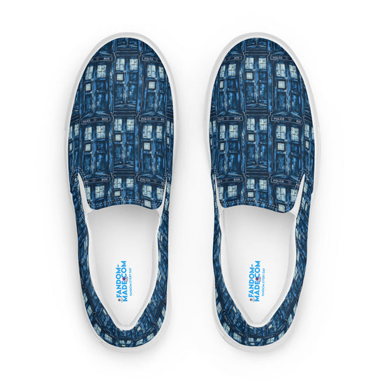 Tardis All-Over Print Men's Slip-On Canvas Shoes - Fandom-Made