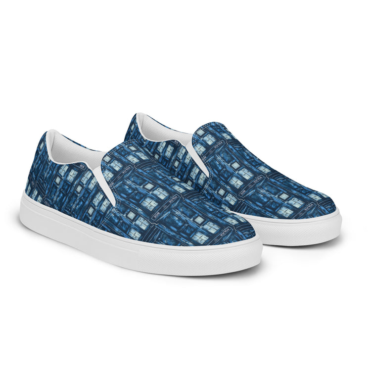 Tardis All-Over Print Men's Slip-On Canvas Shoes - Fandom-Made