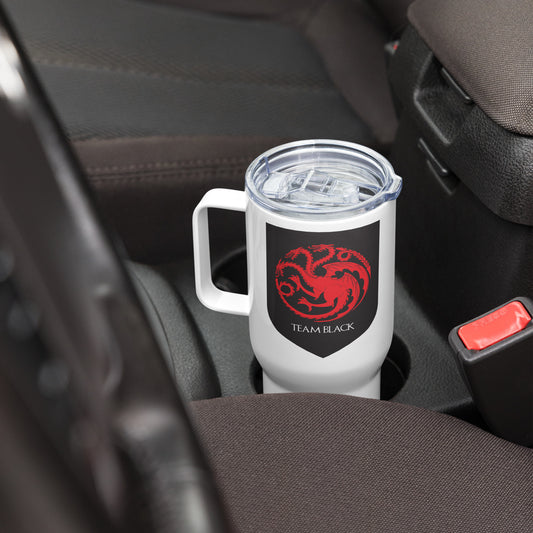 Team Black Travel Mug with a Handle