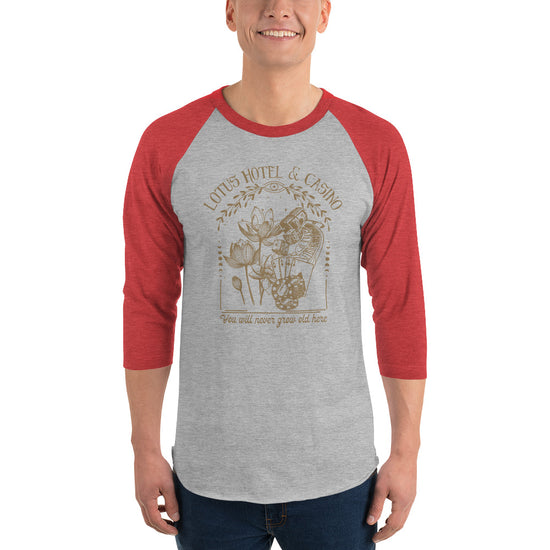 Lotus Hotel & Casino Unisex 3/4 Sleeve Raglan Shirt - Fandom-Made