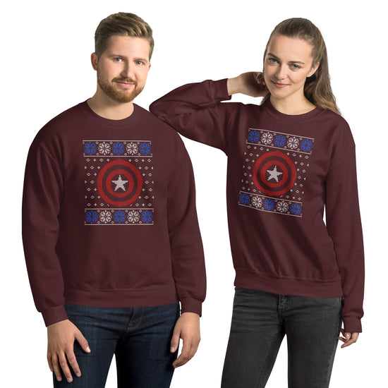 Captain America Ugly Christmas Sweater Unisex Sweatshirt - Fandom-Made