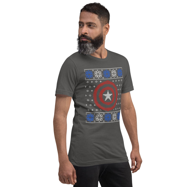 Captain America Ugly Christmas Sweater Unisex T-Shirt - Fandom-Made