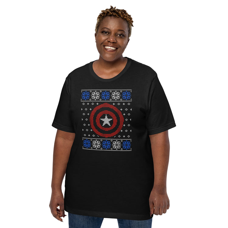 Captain America Ugly Christmas Sweater Unisex T-Shirt - Fandom-Made