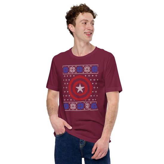 Captain America Ugly Christmas Sweater Unisex T-Shirt - Fandom-Made