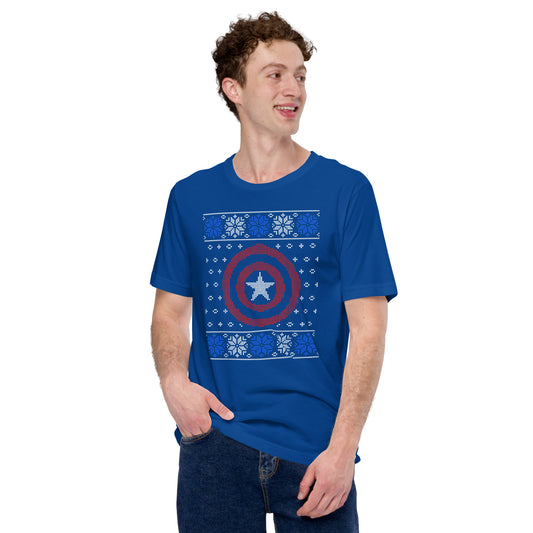 Captain America Ugly Christmas Sweater Unisex T-Shirt - Fandom-Made