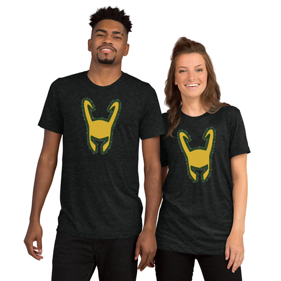 Loki Helmet Unisex Tri-Blend T-Shirt - Fandom-Made