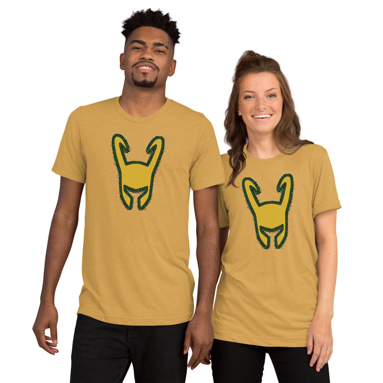 Loki Helmet Unisex Tri-Blend T-Shirt - Fandom-Made