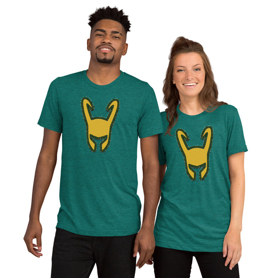 Loki Helmet Unisex Tri-Blend T-Shirt - Fandom-Made