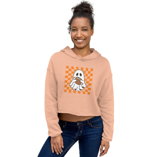 Football Ghost Women's Cropped Hoodie - Fandom-Made