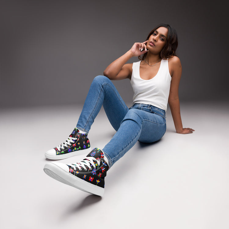 Galaga Women's High Top Canvas Shoes - Fandom-Made