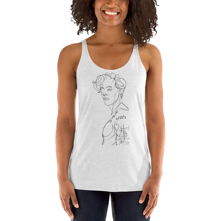 Harry Styles Outline Women's Tri-Blend Racerback Tank Top - Fandom-Made