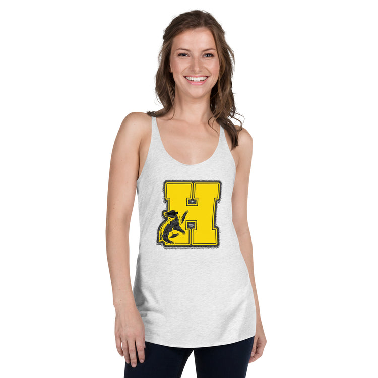 Hufflepuff H Embroidery Design Women's Tri-Blend Racerback Tank Top - Fandom-Made