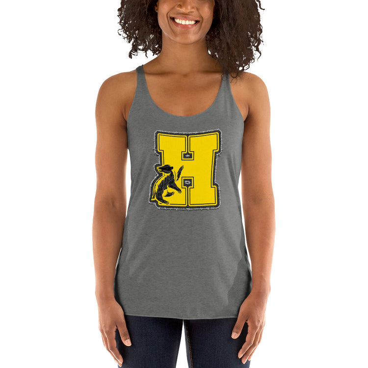 Hufflepuff H Embroidery Design Women's Tri-Blend Racerback Tank Top - Fandom-Made