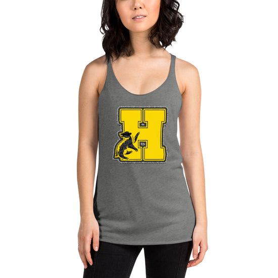 Hufflepuff H Embroidery Design Women's Tri-Blend Racerback Tank Top - Fandom-Made