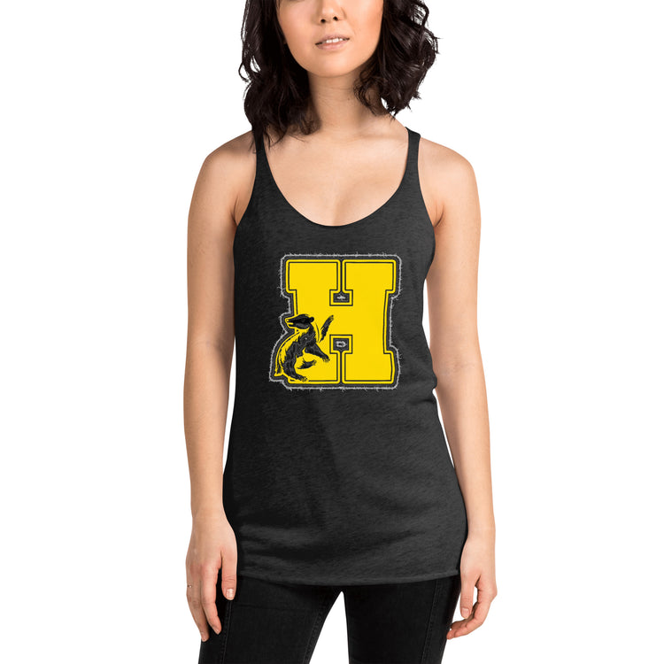 Hufflepuff H Embroidery Design Women's Tri-Blend Racerback Tank Top - Fandom-Made