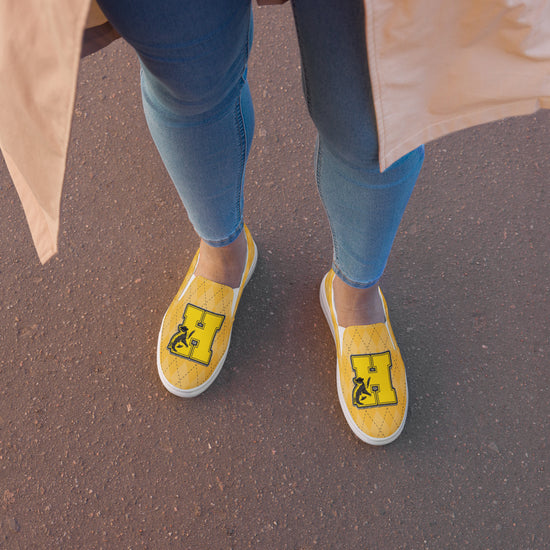 Hufflepuff H Embroidery Design Women's Slip-On Canvas Shoes - Fandom-Made