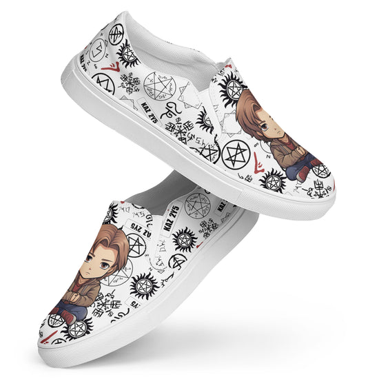 Sam Winchester All-Over Print Women's Slip-On Canvas Shoes - Fandom-Made