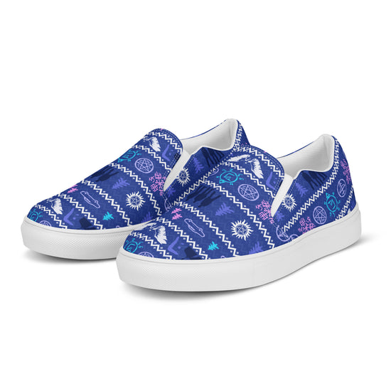 Supernatural Ugly Christmas Sweater Women's Slip-On Canvas Shoes - Fandom-Made